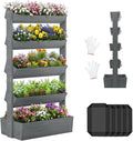 SUNYRISY 5 Tiers Vertical Raised Garden Bed Outdoor Planter Tower, Wooden Freestanding Planter Box for Planting Herbs Flowers Vegetables Patio Balcony Indoor Outdoor Gardening, Grey