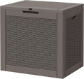 Outdoor Storage Box, Resin Deck Boxes Indoor and outdoor, Waterproof Storage Box Lockable Lid (Grey,32 Gallon)