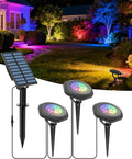 CORESLUX Solar Spot Lights Outdoor Waterproof IP68, 3-in-1 LED Color Changing Solar Landscape Lights, 2 Light Modes Landscape Path Lights for Outside Garden Yard Pond Pathway