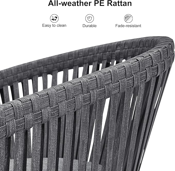 PURPLE LEAF 9 Pieces Outdoor Dining Set with Patio Aluminium Dining Table and Wicker Rattan Chairs Modern Furniture Cushions Sets for Backyard Indoor Decor Kitchen Grey