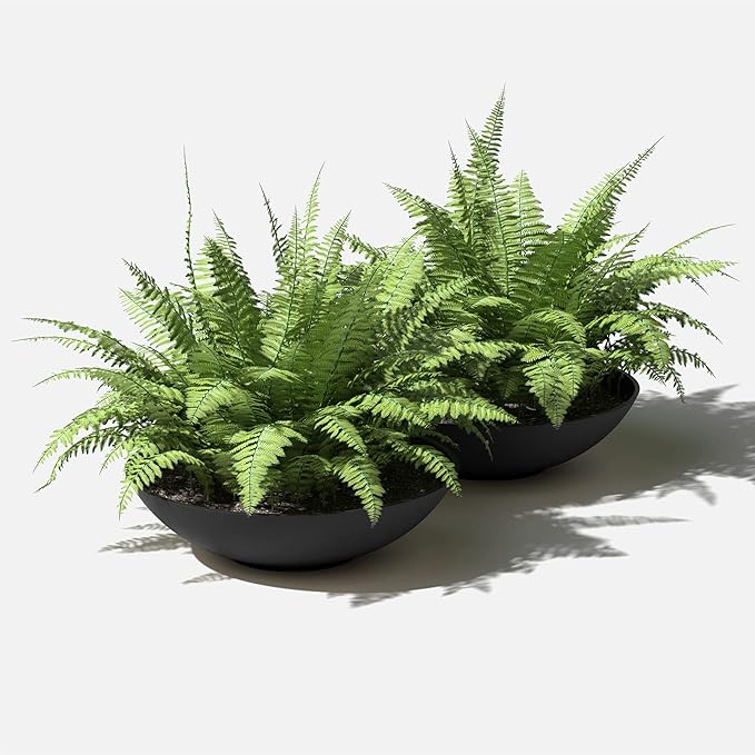 Veradek 24" Lane Round Bowl Planter for Indoor or Outdoor Use - 2-Pack Black