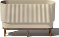 Veradek Demi Series Raised Long Planter for Indoor/Outdoor Use | Made from Plastic & Stone w/Wooden Stand | Modern Patio Décor for Flowers/Shrubs