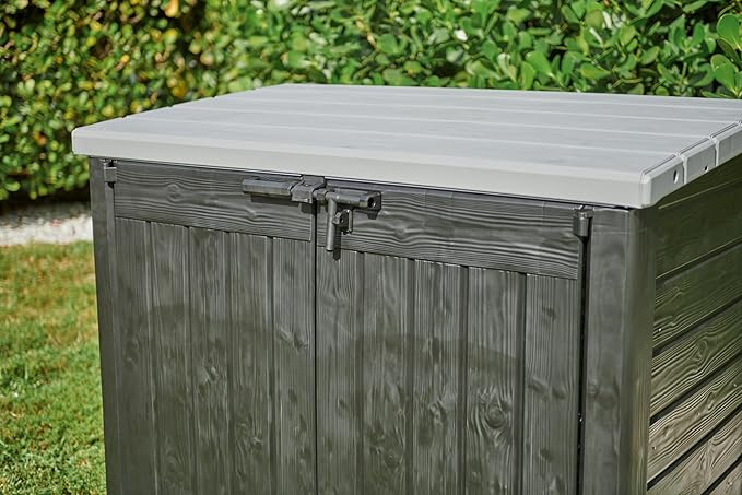 Keter Store-It-Out Prime XL 4.75 x 2.6 Foot Resin Outdoor Storage Shed with Double Doors and Easy Lift Hinges, Perfect for Trash Cans, Garden and Yard Tools, and Pool Toys, Black