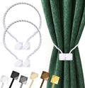 Hion Magnetic Curtain Tiebacks White 2pcs, Curtain Tiebacks Buckles Holdbacks Holders Hooks Clip for Home Bedroom Office Decorative Curtain