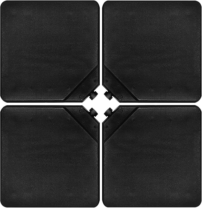 Tangkula 4Pcs 13L 220 lbs Cantilever Offset Patio Umbrella Base, Water & Sand Filled Heavy Duty Outdoor Umbrella Base, Square Umbrella Base Plate Set with Easy-Fill Spouts, Black