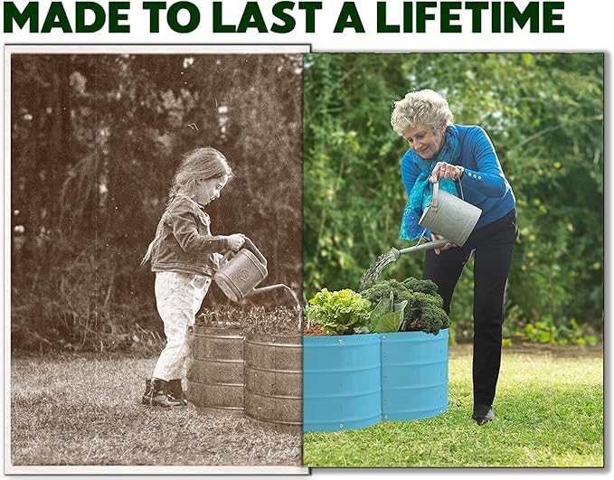 Plant & Plot Galvanized Raised Garden Beds Outdoor // 3×3×1 ft Planter Raised Beds for Gardening, Vegetables, Flowers // Large Metal Garden Box (Teal) // Patented Tool-Free Design