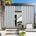 NICETOWN Outdoor Curtains for Patio Extra Wide 100 in, Waterproof & Windproof Outdoor Shades, Rustproof Top and Bottom Grommet Thermal Insulated Drape for Porch/Cabana, Beige, 2 Pieces, W100 x L84