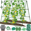 Cucumber Trellis for Raised Bed, 50x 54 inch A-Frame Garden Trellis for Climbing Plants Outdoor, Metal Arch Trellis with Netting, Vegetables Trellis for Grape Pea Bean