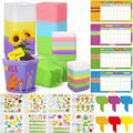 Capoda 48 Sets Garden Flower Pots Crafts Kit DIY Spring Plastic Seedling Nursery Pots with Stickers Plant Labels Growth Charts Planting Growing Tools Classroom Activities Project Gifts (Square)