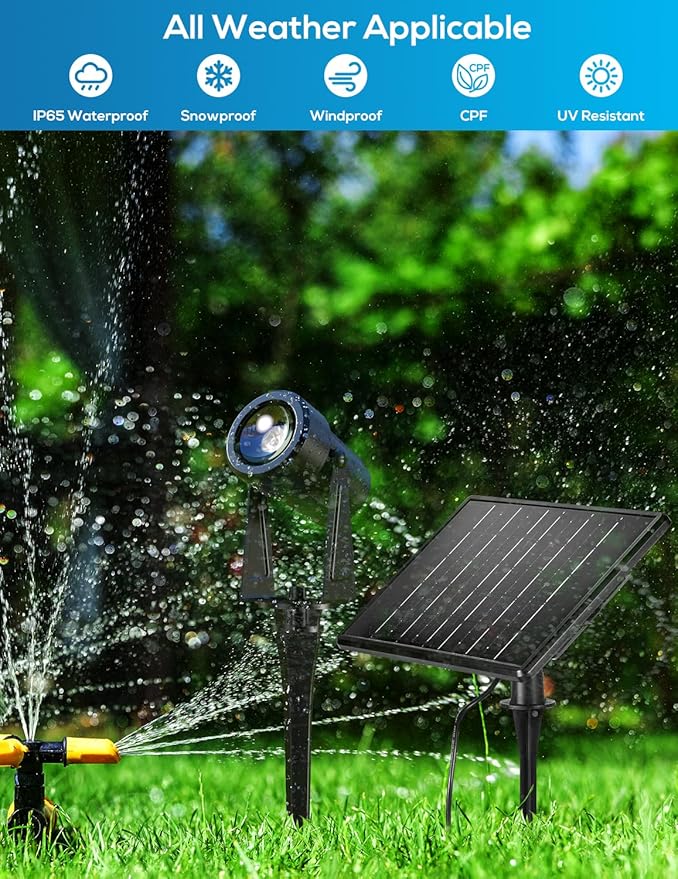 Zyan Solar Landscape Spotlights, Separate Monocrystalline Panels & USB-C Powered 16200mAh Auto On Off Dusk to Dawn, Outdoor IP65 Waterproof, Warm White for Yard Path Patio (100 Lumens × 12 Pack)