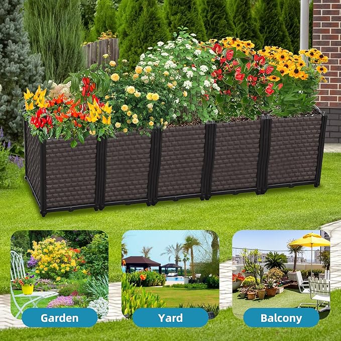 Large Planters for Outdoor Plants - Deepened 20" H, Raised Beds for Gardening Self Watering, Elevated Planter Box with Legs, Rectangular Garden Planters for Outdoor Plants Flowers, 78.7"L x 15.7"W