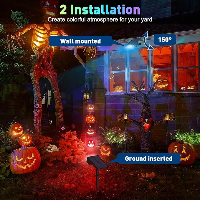 Solar Color Changing RGB Spot Lights Outdoor, 6 Pack/7 Lighting Modes Multicolor Outdoor Lights for Yard Waterproof IP68, Halloween Christmas Solar Landscape Powered Lights Garden Pathway