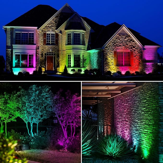 SUNVIE RGBW Well Lights Landscape LED In Ground Color Changing Low Voltage Well Lights 12-24V Waterproof Outdoor Landscape Lighting Grated Top In Ground Light for Pathway Garden Yard ETL, 8 Pack