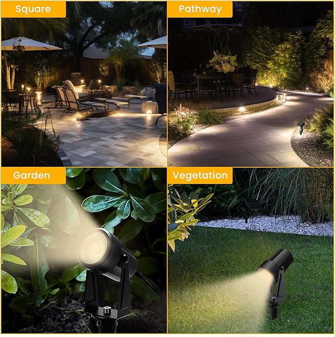 Svater 4 Pack Landscape Lighting Low Voltage,Outdoor Spotlights with Transformer, Plug in LED Spot Lights for Yard, Backyard,House 12V 3000K Warm White, IP65 Waterproof