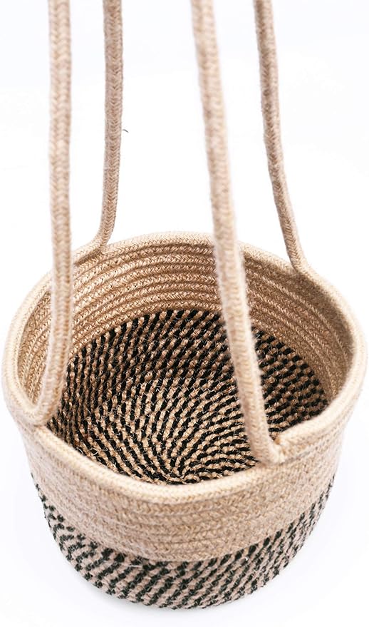 Hanging Planter Basket Jute Rope Woven Plant Hangers Indoor Hanging Plant Holder Up to 7" Pot Macrame Modern Storage Organizer Home Decor (Jute)