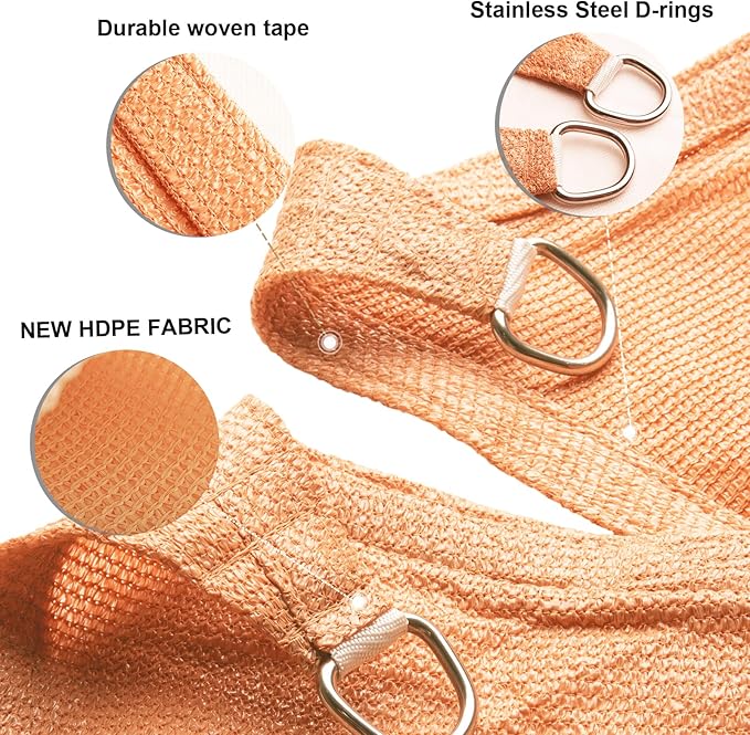 SUNLAX Sun Shade Sail 10' x 23' Peach Fuzz Rectangle Canopy Sail Shade Cover UV Block Permeable Sunshade Outdoor for Patio Backyard Deck Pergola (We Make Custom Size)