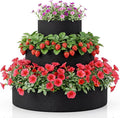 3 Tiered Strawberry Planter for Outdoor Plants, 23.6 Inch Heavy Duty Strawberry Garden Planter Grow Bags, Breathable Non Woven Fabric Raised Garden Bed for Vegetables Flower Herbs Gardening