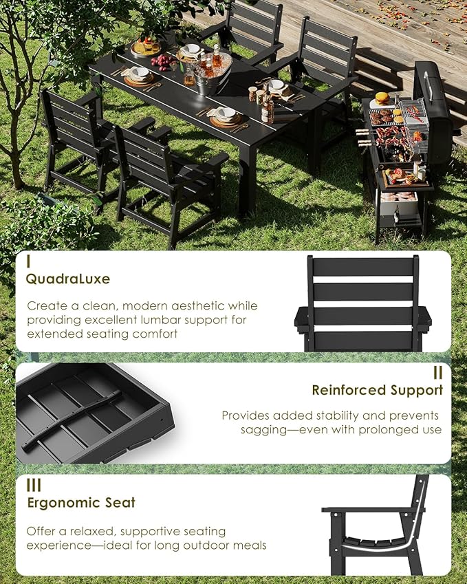 GREENVINES Outdoor Dining Chairs Set of 2 | HDPE | Patio Chair | All-Weather | Black