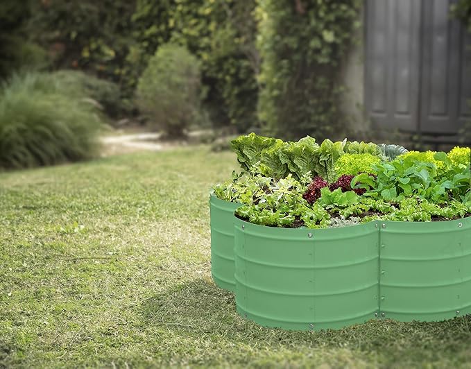 Plant & Plot Galvanized Raised Garden Beds Outdoor // 3×3×1 ft Planter Raised Beds for Gardening, Vegetables, Flowers // Large Metal Garden Box (Light Green) // Patented Tool-Free Design