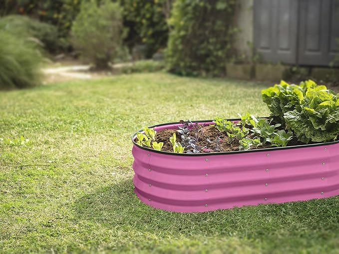 Plant & Plot Galvanized Raised Garden Beds Outdoor // 4×2×1 ft (2-Pack) Planter Raised Beds for Gardening, Vegetables, Flowers (Pink) // Large Metal Garden Box
