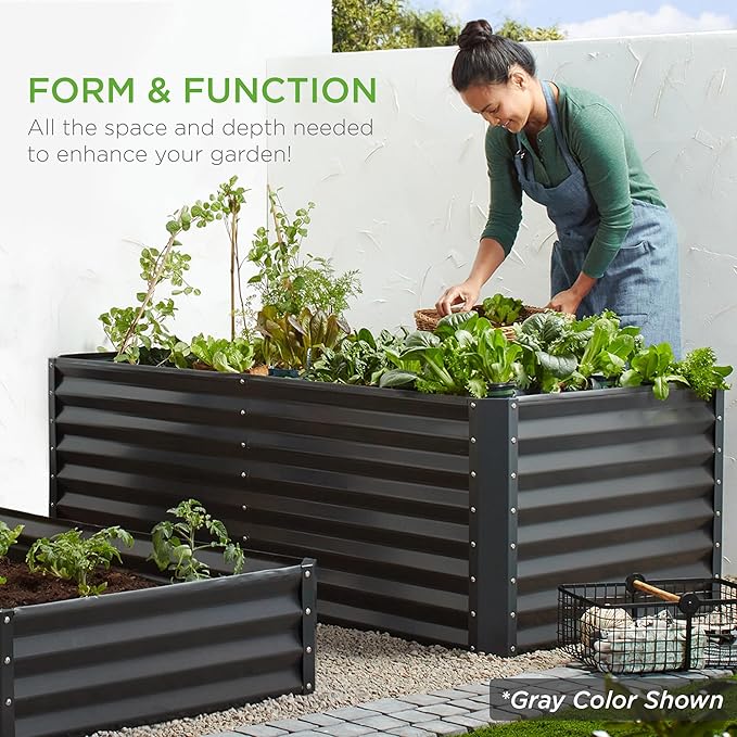 Best Choice Products 6x3x2ft Outdoor Metal Raised Garden Bed, Deep Root Box Planter for Vegetables, Flowers, Herbs, 269 Gallon Capacity, 100% Non Toxic Materials - Galvanized