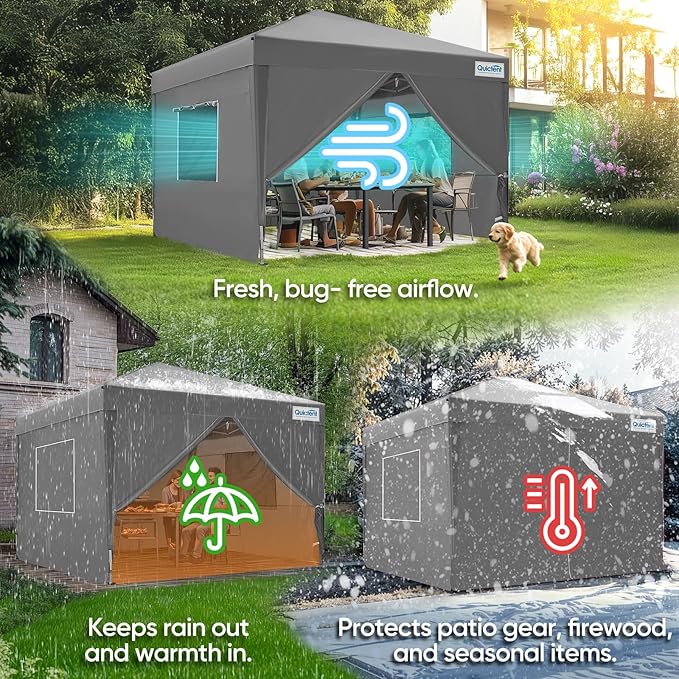Quictent Privacy 10x10 Pop up Canopy Tent with Sidewalls and Roll-up Ventilated Windows, One Person Easy Setup, Outdoor Commercial Gazebo Shelter Enclosed Waterproof, Bonus 4 Sandbags
