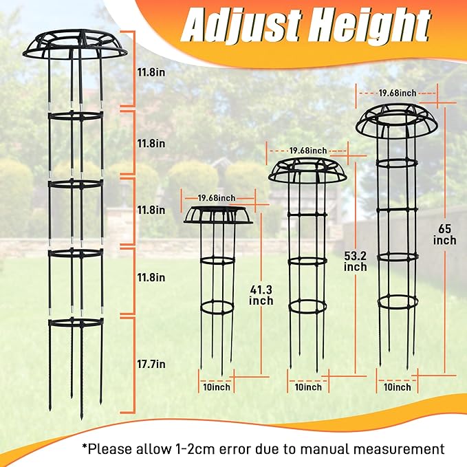 65 Inch Garden Trellis for Climbing Plants Outdoor, Mushroom Top Trellis for Potted Plants, Vines, Roses, Clematis, and Vegetables, Plant Trellis Support 2 Pack