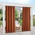 NICETOWN Outdoor Curtains Waterproof & Windproof, Thermal Insulated Top and Bottom Rustproof Grommet Heavy Weight Sunlight Block Patio Drapes, Burnt Orange, 52 x 95 inches