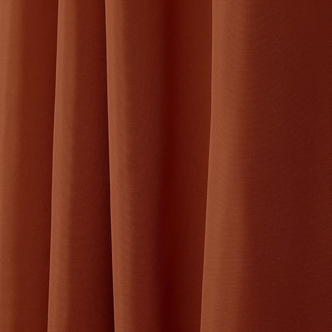 NICOLE MILLER NEW YORK Canvas Indoor/Outdoor Grommet Top Curtain Panel Pair, 54"x84", Orange Marmalade