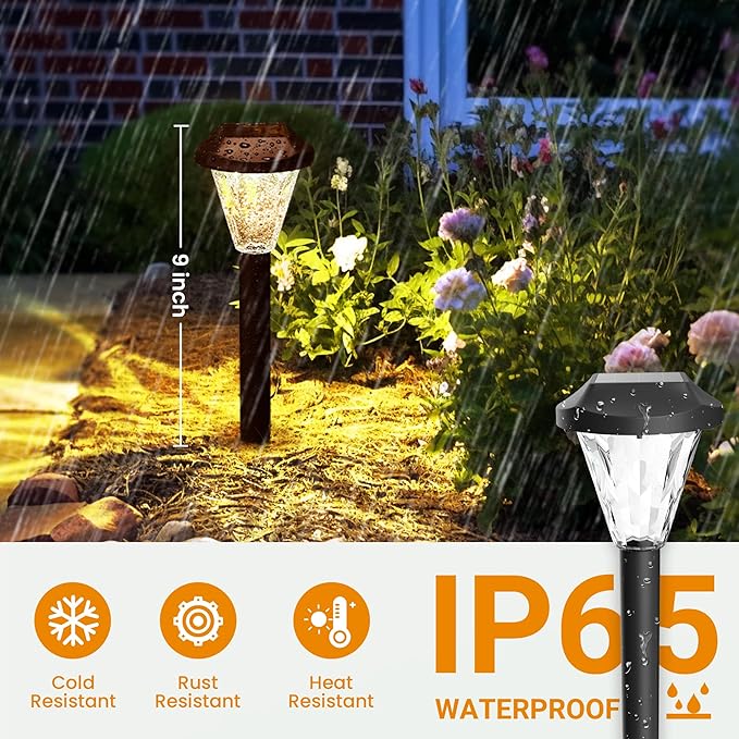 GIGALUMI 8 Pack Solar Lights Outdoor Waterproof, Outdoor Solar Lights for Yard, Solar Garden Lights, Yard Decorations Outdoor for Pathway, Patio, Garden, Driveway, Lawn, and Landscape(Warm White)