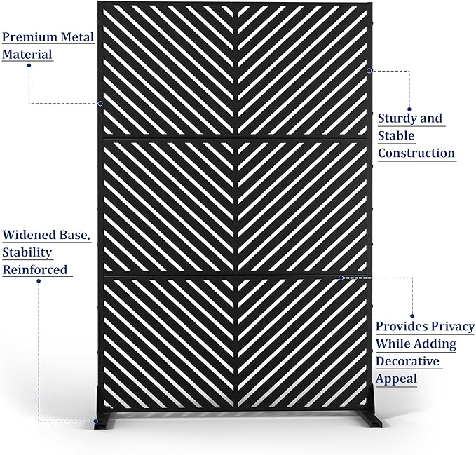 Outdoor Privacy Screen,72" H×47" W Metal Privacy Screen, Freestanding Privacy Fence Panels for Patio