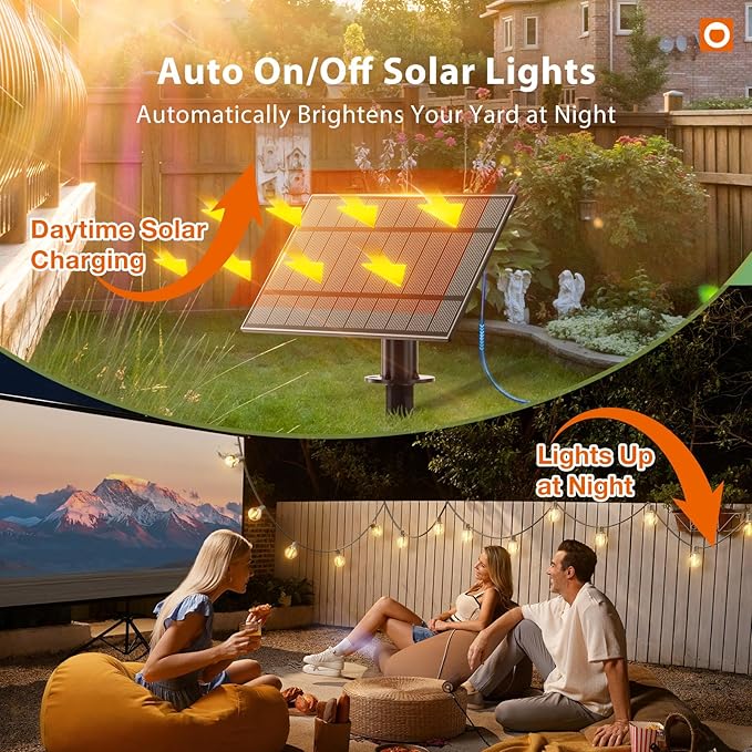addlon 50FT Solar String Lights Outdoor Waterproof with Remote, G40 Globe Solar Patio Light with 27 LED Shatterproof Bulbs, 3 Modes, Dimmable Hanging for Outside Backyard Party