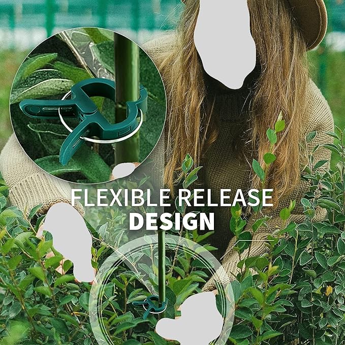 Plant Clips 80 Piece Green Gentle Gardening Plant & Flower Lever Loop Gripper Clips, Tool for Supporting or Straightening Plant Stems, Stalks, and Vines, Garden Clips, by RamPro