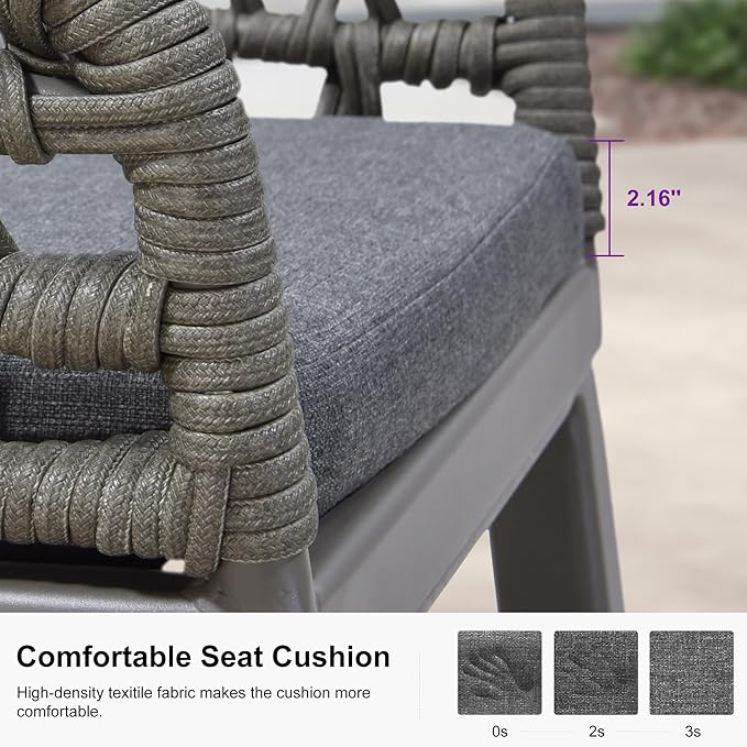 PURPLE LEAF Outdoor Rattan 24" Counter Height Bar Stools Chair Set of 2, Modern Patio Wicker Barstool with Backrest for Indoor and Outdoor, Kitchen Island, Smoke Grey