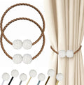 Hion Magnetic Curtain Tiebacks Dark Brown 2pcs, Curtain Tiebacks Buckles Holdbacks Holders Hooks Clip for Home Bedroom Office Decorative Curtain