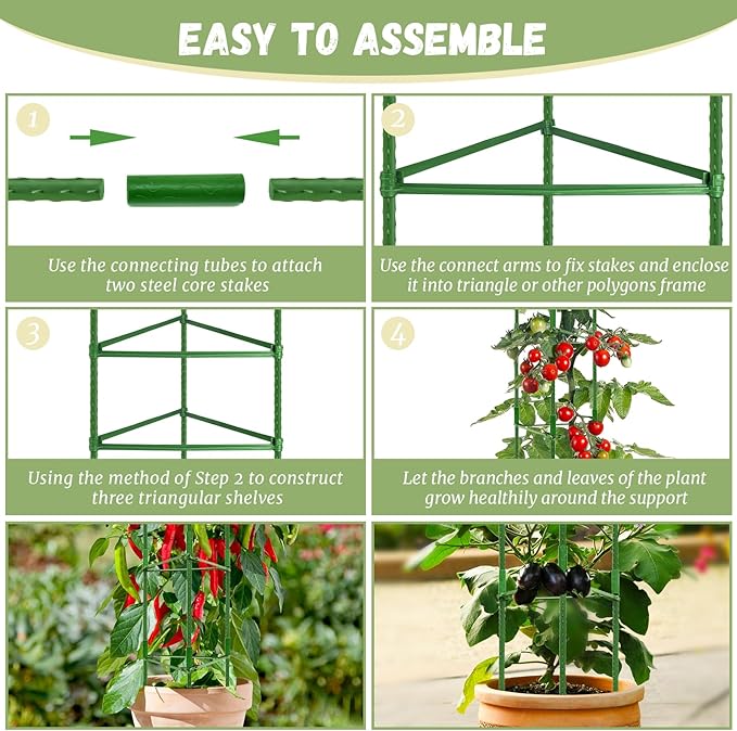 Legigo 4ft 4-Pack Tomato Cage for Garden Plant Support- Up to 48inch Garden Stakes Tomato Cage, Tomato Trellis for Potted Plants, Tomato Cages Plant Stakes for Climbing Vegetables Plants Flowers