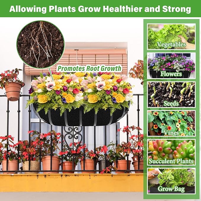 Riare 6 Pack 30 Inch Black Felt Window Box Liners- Fabric Trough Planter Basket Liners Replacement, Non-Woven Hanging Plant Liner for Wall Hanging Basket, Garden Fence Railing (Avoid Bird Nesting)