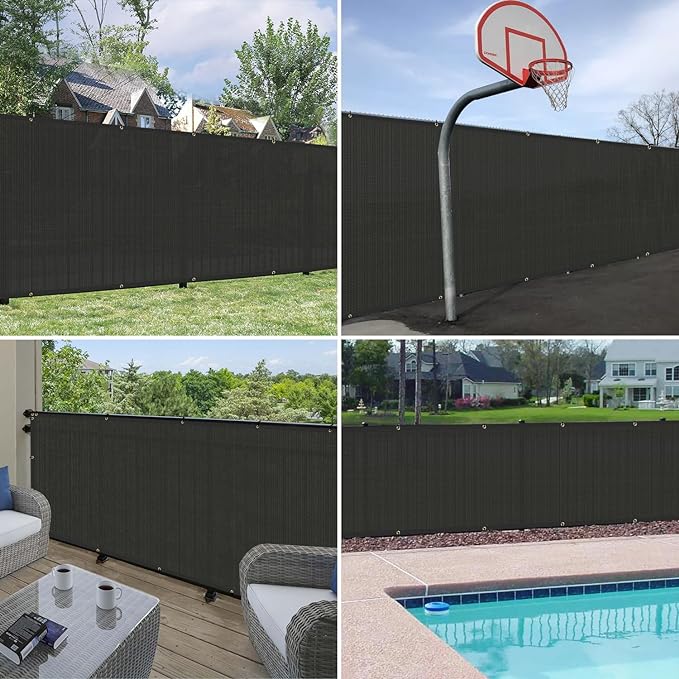 Windscreen4less Privacy Fence Screen Heavy Duty Windscreen Fencing Mesh Fabric Shade Net Cover with Brass Grommtes for Outdoor Wall Garden Yard Pool Deck, 6'x139' Black