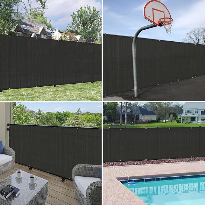 Windscreen4less Privacy Fence Screen Heavy Duty Windscreen Fencing Mesh Fabric Shade Net Cover with Brass Grommtes for Outdoor Wall Garden Yard Pool Deck, 6'x137' Black