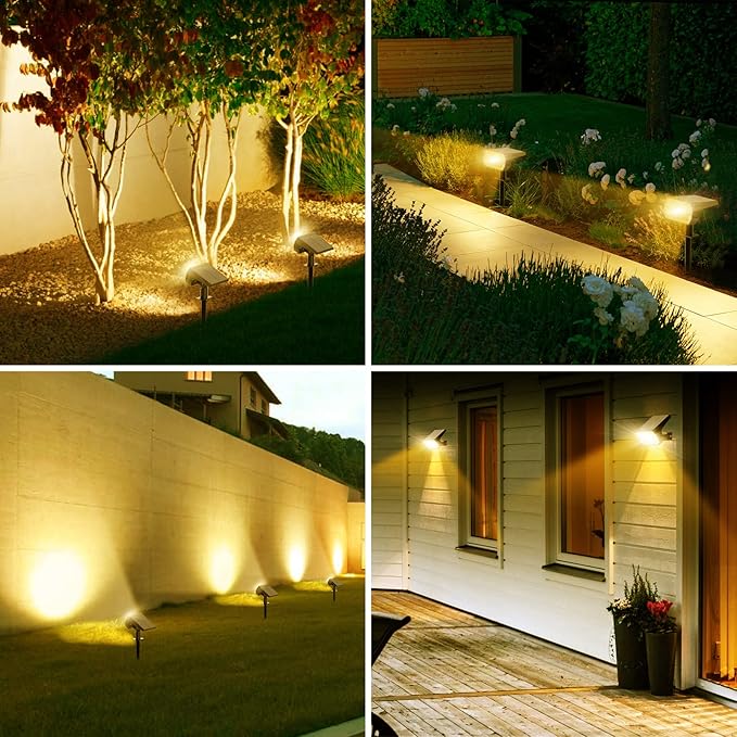 Solar Spot Lights Outdoor 8 Pack, IP65 Waterproof Solar Landscape Spotlights with 65 LEDs, 3 Lighting Modes Solar Garden Lights for Yard Pathway House Driveway (Warm White)