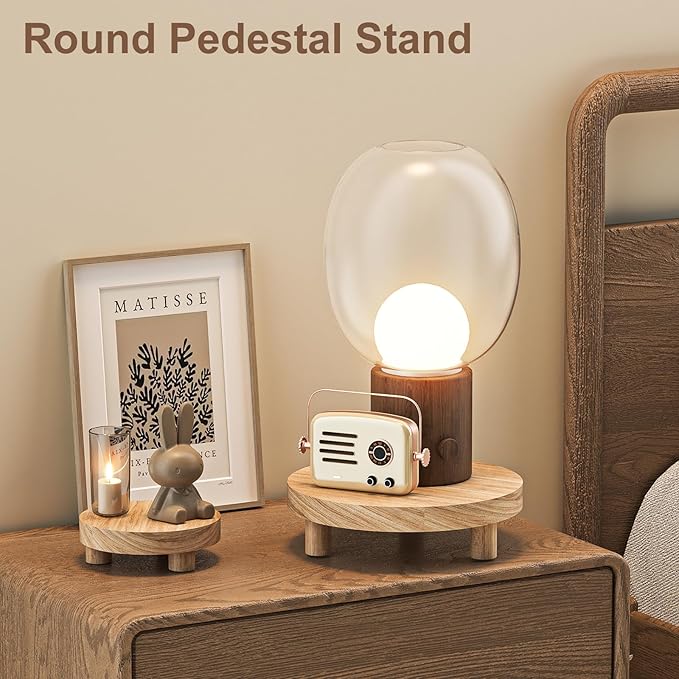 Wood Plant Stand Indoor Outdoor, 12/10/8/6" Round Wood Riser for Decor, Wooden Stool Display Stand Flower Pot Holder Small Planter Tray Modern Potter Decorative for Desktop Counter Room (Natural-4pcs)