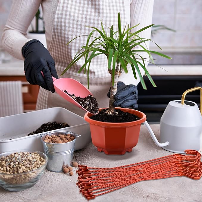 Roshtia 50 Pcs 5.9 inch Plastic Hanging Plant Pots with Hooks Flower Pots Baskets Outdoor Hanging Nursery Planter Holder for Home Garden Balcony Porch(Brown, 5.9 inch)