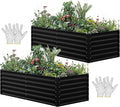 YITAHOME 6x3x2 ft 2pcs Galvanized Raised Garden Bed Kit, Large Metal Planter Box with Gloves & Support Rod, Outdoor Flower Bed for Plants Vegetables, Black