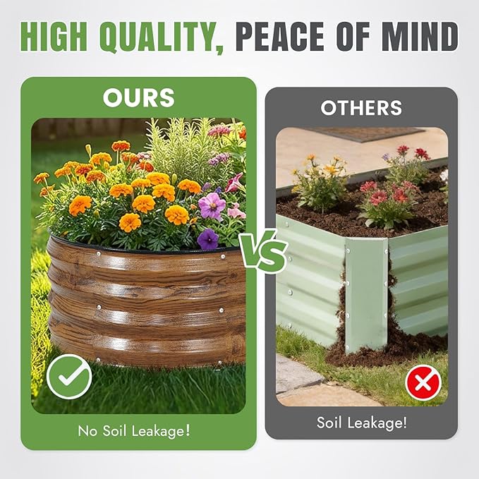 INNO STAGE 3Pcs Galvanized Raised Garden Bed Kit, Outdoor Metal Raised Garden Beds for Vegetables, Rust-Resistant & Easy Assembly, 4x2x1ft Oval Raised beds for Gardening, Flowers, Herbs (CoatedGrain)