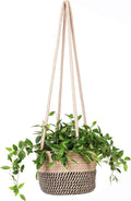 Hanging Planter Basket Jute Rope Woven Plant Hangers Indoor Hanging Plant Holder Up to 7" Pot Macrame Modern Storage Organizer Home Decor (Jute)