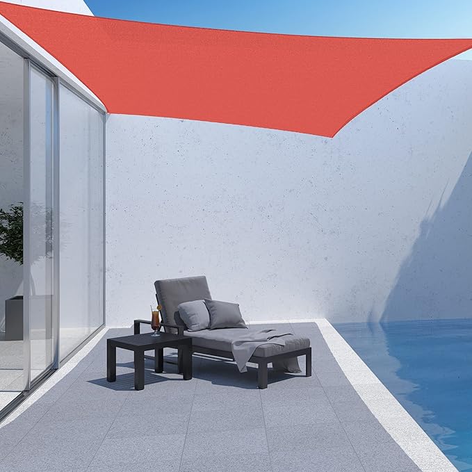 AsterOutdoor Sun Shade Sail Rectangle 12' x 12' UV Block Canopy for Patio Backyard Lawn Garden Outdoor Activities, Terra