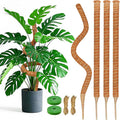 4 Pack 39 Inch Moss Pole Monstera Plant Support, Coir Moss Poles for Climbing Indoor Plants, Bendable Plant Stake Trellis for Potted Plant, Pothos, Philodendron