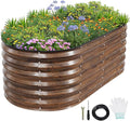 1MORE Galvanized Raised Garden Bed- Planter Garden Boxes Outdoor, Raised Beds for Gardening, 4x2x1.4ft Metal Garden Bed Kit for Vegetables Flower, Planter Raised Bed with Protective Tape & Tools.Grain