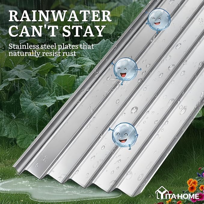 YITAHOME 8x4x3ft Large Raised Garden Bed Kit, Galvanized Metal Planter Box with Gloves, Support Rod & Safety Rubber, Outdoor Above Ground Planters for Plants Vegetables Flowers, Silver