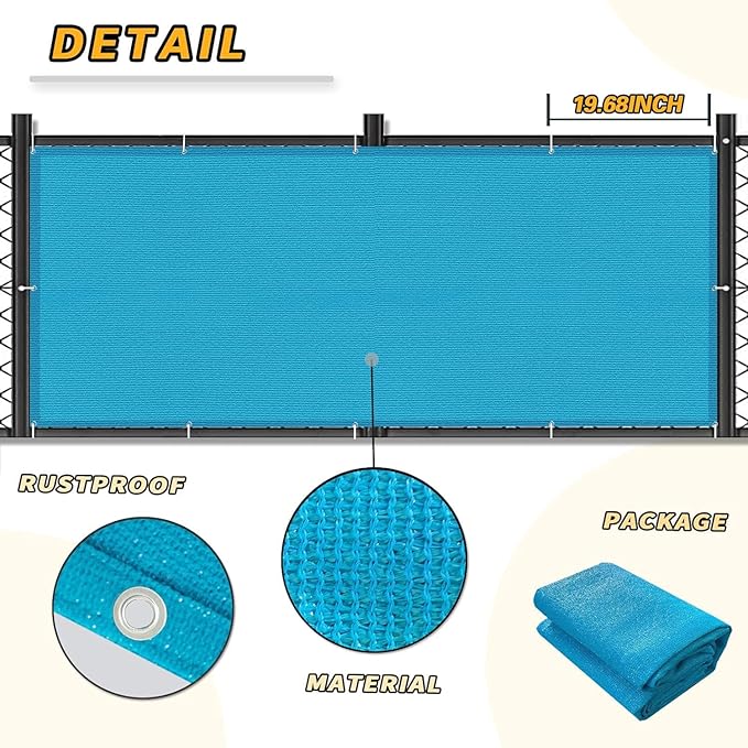 LOVE STORY 3'x10' Turquoise Blue Balcony Screen Privacy Fence Cover -Mesh Privacy Screen UV Protection Weather-Resistant 3 FT Height Shield for Deck, Patio, Backyard, Outdoor Pool, Porch, Railing